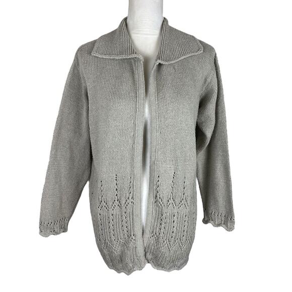 Vintage Ireland Made Aran Crafts Open Sweater Cardigan Beige Size XS - Picture 2 of 8